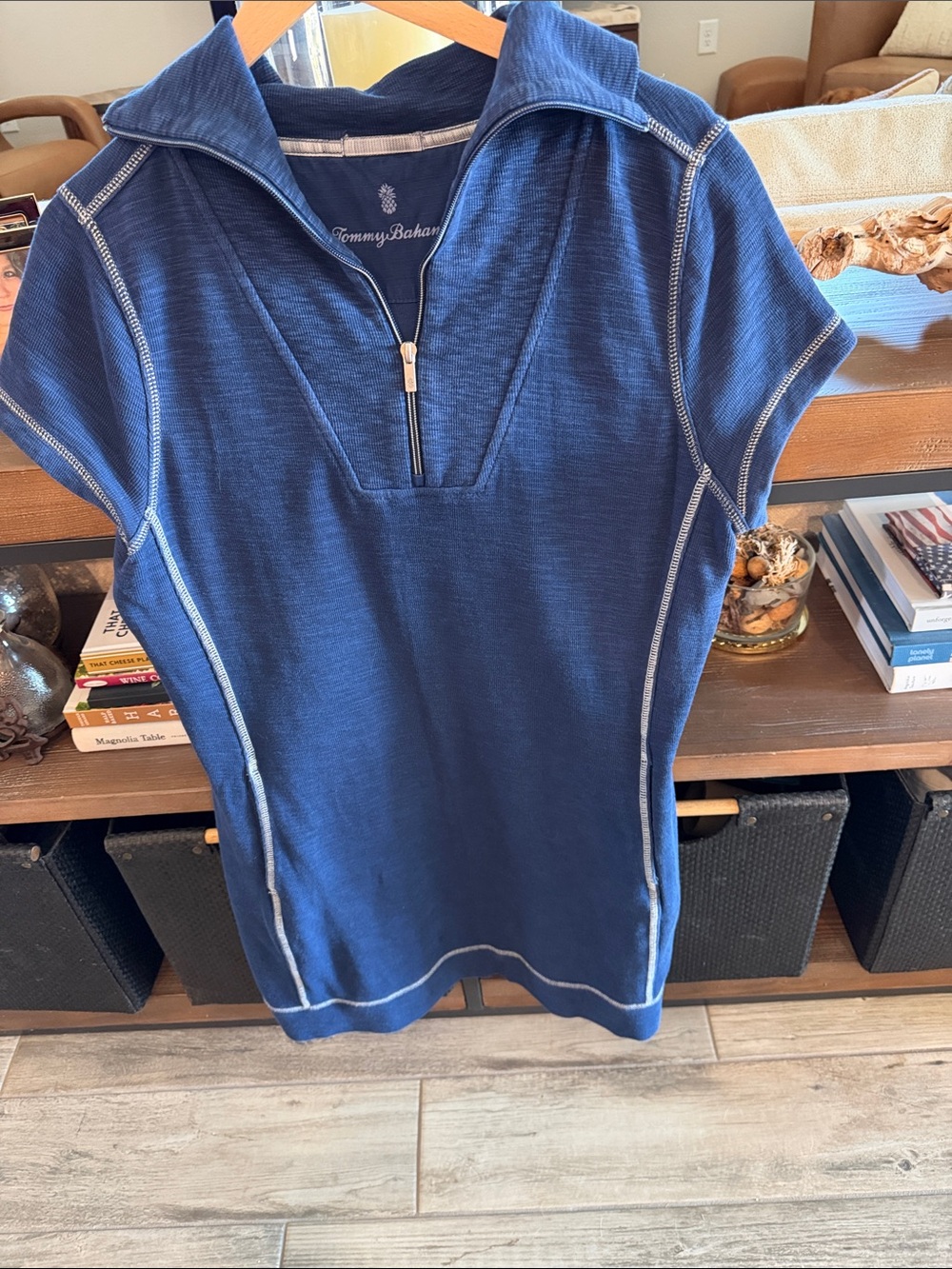 Tommy Bahama Navy Short-Sleeve Zip Polo Dress